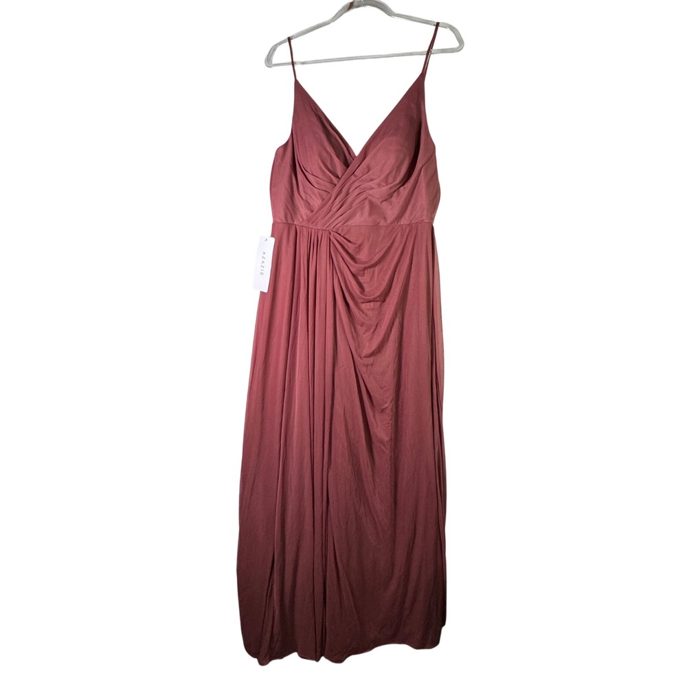Azazie Evalin Chiffon Bridesmaid Dress Desert Rose Pink Size A14 Formal Maxi New